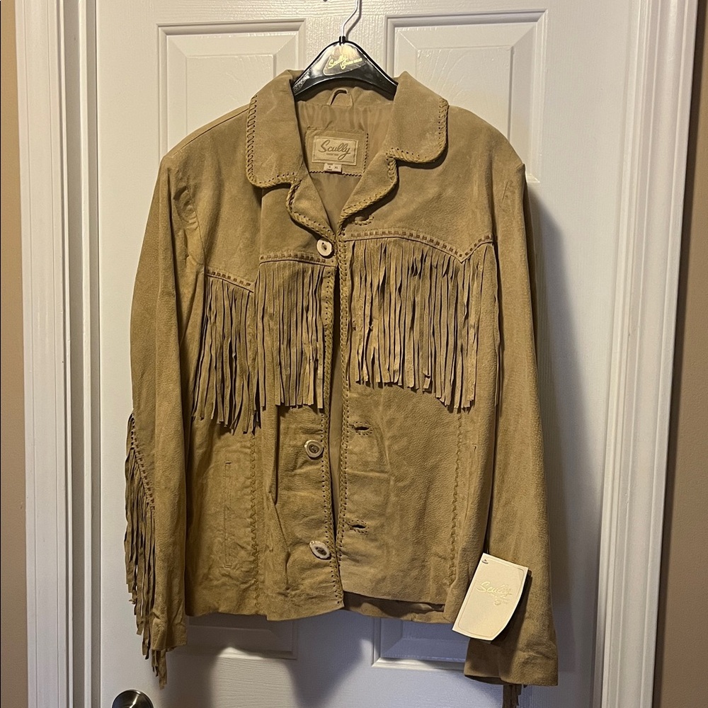 Scully Women's Beige Fringe Leather Jacket